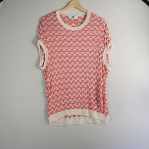 Missoni Zigzag Knit Cap Sleeve Top Beachy Pink Orange White Large Viscose